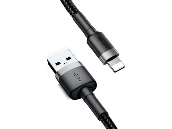 Baseus CALKLF-AG1, 0,5 m, USB A, Lightning, Uros, Uros, Harmaa, Musta