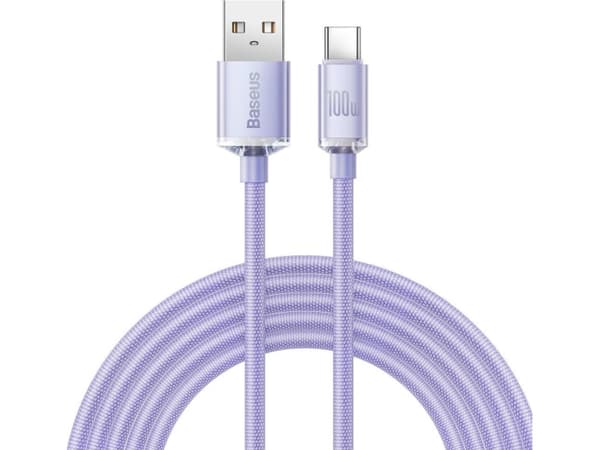 Baseus Crystal Shine USB til USB-C-kabel, 100W, 2m (lilla)