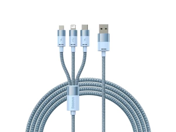 Baseus CAXS000017, 1,2 m, USB A, USB C/Micro USB-A/Lightning, Blå