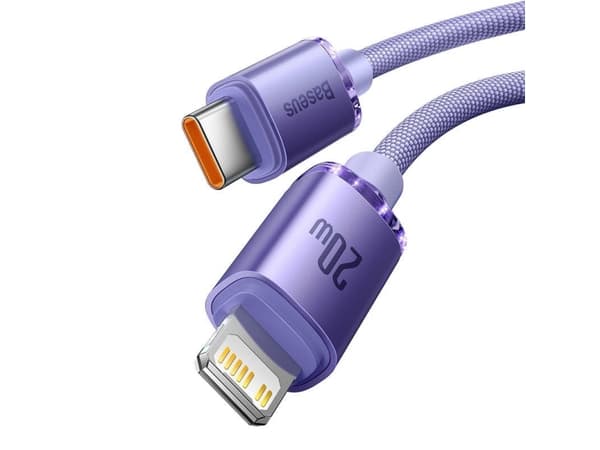 Baseus Crystal Shine, Purppura, USB C, Lightning, 1,2 m, Uros, Uros