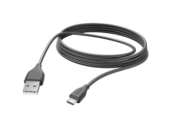 Hama 00201588, 3 m, USB A, Micro-USB B, USB 2.0, 480 Mbit/s, Sort