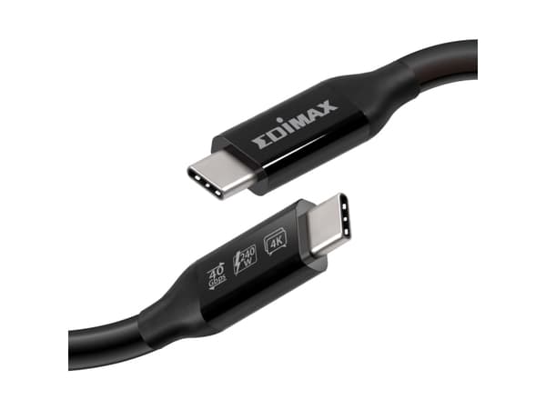 Edimax UC4 Series - USB-kabel - 24 pin USB-C (hane) till 24 pin USB-C (hane) - USB4 / Thunderbolt 3 / DisplayPort - 20 V - 5 A - 50 cm - Fast Power C