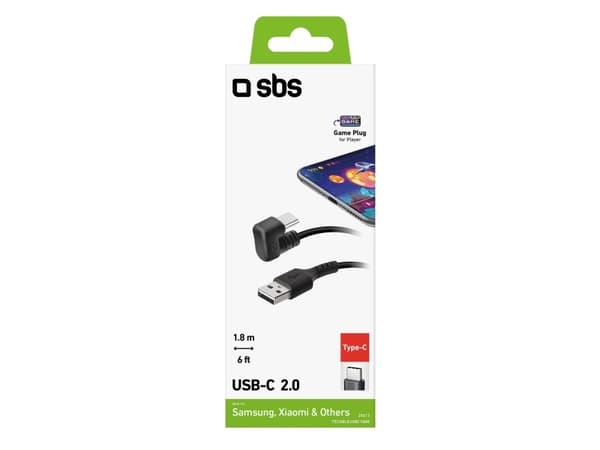 SBS TECABLEUSBC180K, 1,8 m, USB A, USB C, USB 2.0, Svart