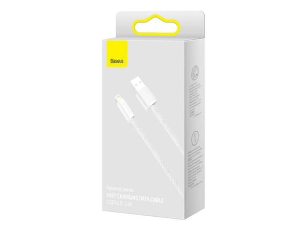 Baseus Dynamic, 2 m, Blixtlås, USB A, Hanstik, Hanstik, Hvid