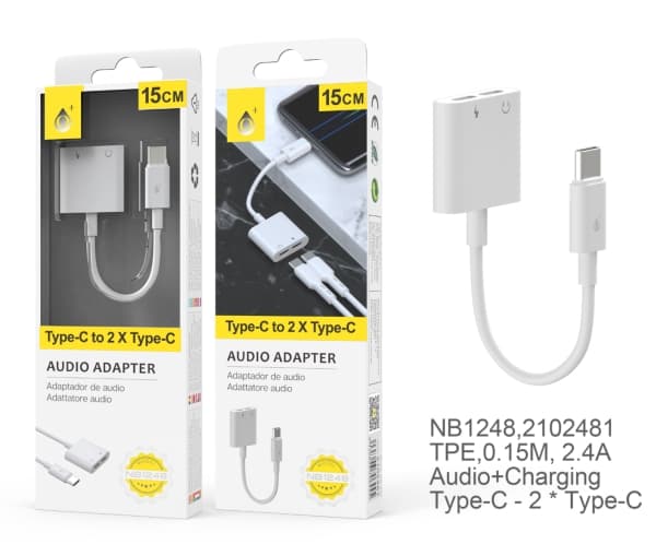 MTK USB-C adapter - USB-C Han til 2 x USB-C Hun