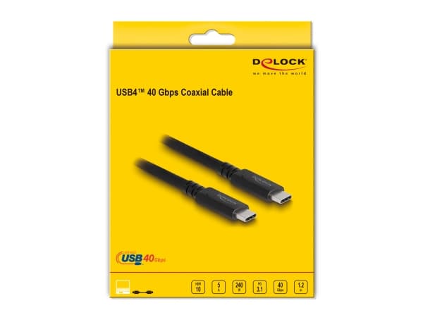 Delock - USB-kabel - 24 pin USB-C (hane) till 24 pin USB-C (hane) - USB4 / Thunderbolt 3 / DisplayPort - 48 V - 5 A - 1.2 m - utökat effektområde (EP