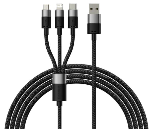 Baseus SUP0002696, 1,2 m, USB A, USB C/Micro USB-A/Lightning, USB 3.2 Gen 1 (3.1 Gen 1), Svart