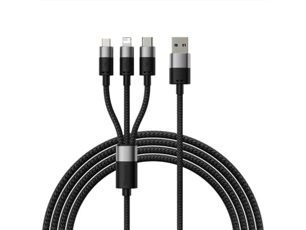 Baseus SUP0002696, 1,2 m, USB A, USB C/Micro USB-A/Lightning, USB 3.2 Gen 1 (3.1 Gen 1), Svart