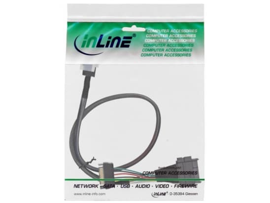InLine 29620A, 0,5 m, Internal, U.2 (SFF-8639), SFF-8643 + SATA 15pin, Hankjønn/hankjønn, Sort, 1 stykker