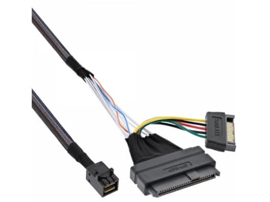 InLine 29620A, 0,5 m, Internal, U.2 (SFF-8639), SFF-8643 + SATA 15pin, Hankjønn/hankjønn, Sort, 1 stykker
