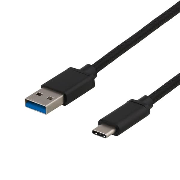 DELTACO USB 3.1 Gen1 USB-C - USB-A tygbekl kabe, 0.25m, 60W 3A, svart