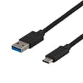 Miniatyrbild 1 av 3: DELTACO USB 3.1 Gen1 USB-C - USB-A tygbekl kabe, 0.25m, 60W 3A, svart