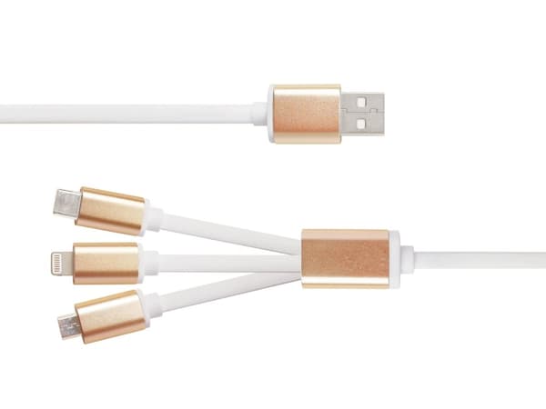 EPZI Multi-Charger, USB-C, Lightning, Micro USB, USB-A, 1m, white