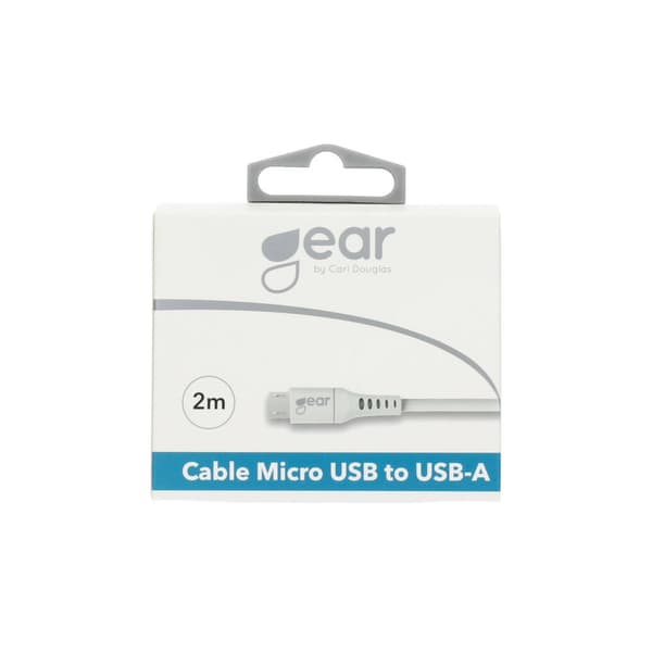 Gear Pyöreä latauskaapeli MicroUSB-USB-A 2m Valkoinen