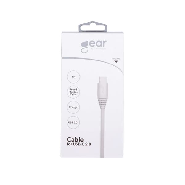 Gear Latauskaapeli USB-A–USB-C 2.0 2m Valkoinen Pyöreä