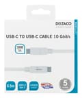 Miniatyrbild 3 av 3: DELTACO USB-C till USB-C-kabel, 0,5m, 10Gbps, 100W 5A, USB 3.1 Gen 2,