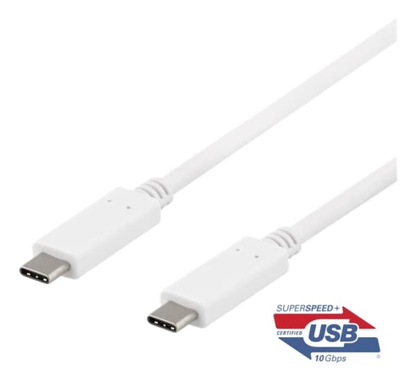 DELTACO USB-C till USB-C-kabel, 1m, 10Gbps, 100W 5A, USB 3.1 Gen 2, E-