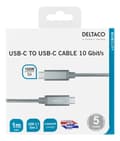 Pikkukuva 3 / 3: DELTACO USB-C SuperSpeed -kaapeli, 1m, USB 3.1 Gen 1, 100W, hopea