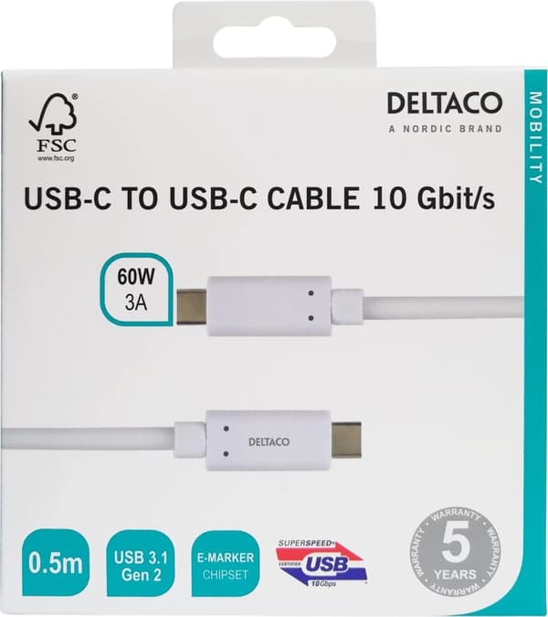 USBC 3.1 GEN2 10Gbps/3A/E-marker 0,5m
