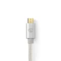 Miniatyrbild 6 av 8: Nedis USB-kabel | USB 2.0 | USB-C™ Hane | USB Micro-B Hane | 10 W | 480 Mbps | Guldplaterad | 2.00 m | Rund | Flätad / Nylon | Aluminium | Kartong med