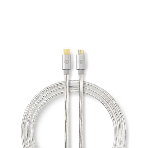 Nedis USB-kabel | USB 2.0 | USB-C™ Hane | USB Micro-B Hane | 10 W | 480 Mbps | Guldplaterad | 2.00 m | Rund | Flätad / Nylon | Aluminium | Kartong med