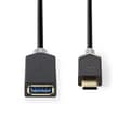 Miniatyrbild 3 av 5: Nedis USB-C™ Adapter | USB 3.2 Gen 1 | USB-C™ Hane | USB-A Hona | 5 Gbps | 0.15 m | Rund | Nickelplaterad | PVC | Antracit | Låda
