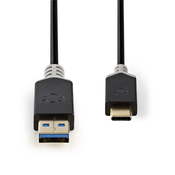 Nedis USB-kabel | USB 3.2 Gen 1 | USB-A Han | USB-C™ Han | 60 W | 5 Gbps | Guldplateret | 1.00 m | Runde | PVC | Antracit | Window Box