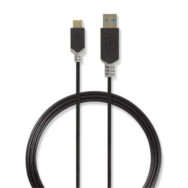 Nedis USB-kabel | USB 3.2 Gen 1 | USB-A Han | USB-C™ Han | 60 W | 5 Gbps | Guldplateret | 1.00 m | Runde | PVC | Antracit | Window Box