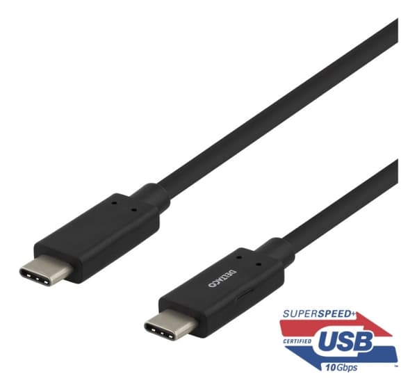 DELTACO USBC 3.1 GEN2 10Gbps/3A/E-marker 1m