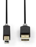 Miniatyrbild 3 av 4: Nedis USB-kabel | USB 2.0 | USB-A Hane | USB-B Hane | 480 Mbps | Guldplaterad | 2.00 m | Rund | PVC | Antracit | Låda