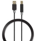 Miniatyrbild 2 av 4: Nedis USB-kabel | USB 2.0 | USB-A Hane | USB-B Hane | 480 Mbps | Guldplaterad | 2.00 m | Rund | PVC | Antracit | Låda