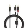 Miniatyrbild 2 av 4: Nedis Stereoljudkabel | 3.5 mm Hane | 2x RCA Hane | Guldplaterad | 2.00 m | Rund | Antracit | Låda