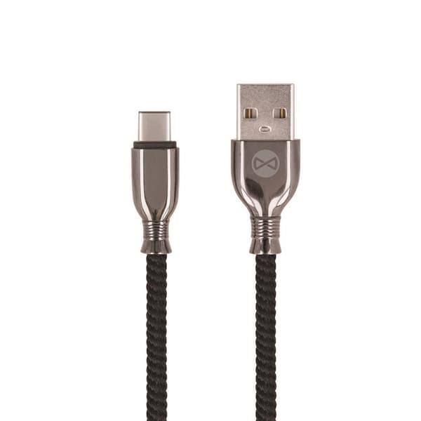 Forever Tornado - USB-C-kabel for hurtiglading (3A), 1 m, svart