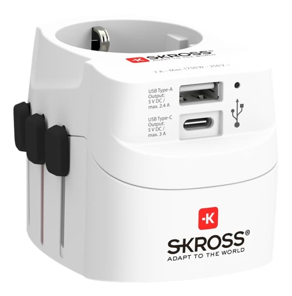 SKROSS PRO Light USB (AC), 3-pole travel adapter, 1x USB-A, 1x USB-C SKROSS PRO Light USB (AC), 3-pole travel adapter, 1x USB-A, 1x USB-C