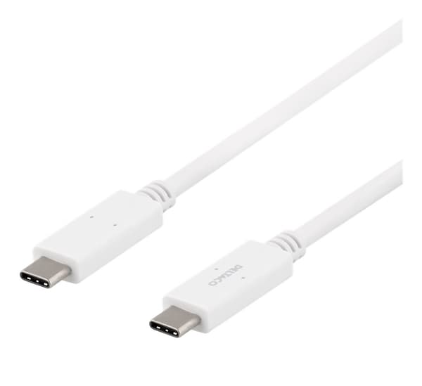 DELTACO USB-C-kaapeli, 1m, USB-IF:n sertifioima, 5Gbit/s, valkoinen