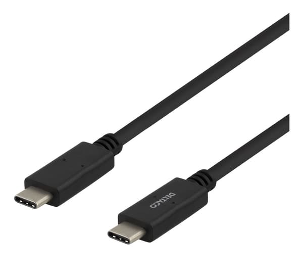DELTACO USB 2.0 USB-C till USB-C-kabel, 2 m, USB-IF, 480 Mbit/s, svart