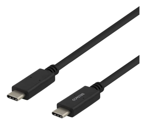 DELTACO USB 2.0 USB-C till USB-C-kabel, 2 m, USB-IF, 480 Mbit/s, svart