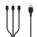 Miniatyrbillede 1 af 5: Xo NB103, 3-i-1-kabel (2,1A) USB - Lightning + USB-C + microUSB, 1 m