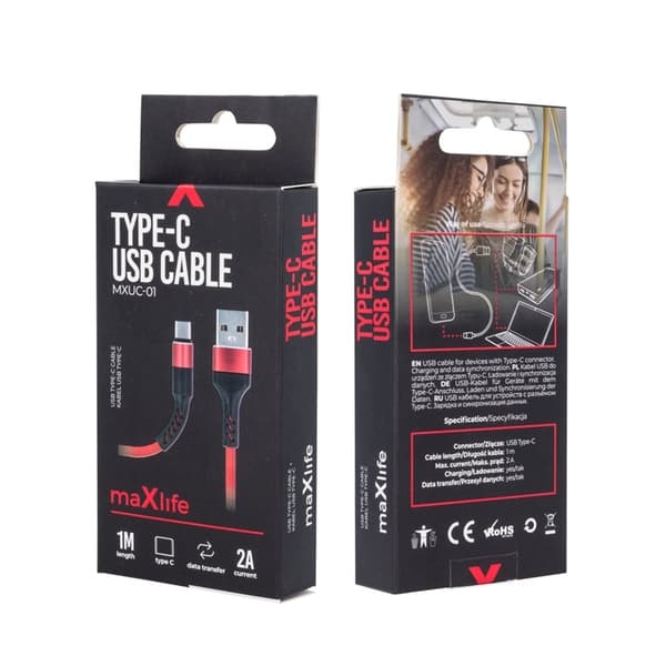 MXUC-01 USB-C-kabel (2A) for hurtiglading, rød