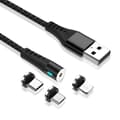 Miniatyrbilde 3 av 5: Maxlife MXUC-02 Magnetisk 3-i-1-ladekabel (lyn/USB-C/microUSB) hurtiglading (2A), svart