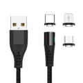 Miniatyrbilde 1 av 5: Maxlife MXUC-02 Magnetisk 3-i-1-ladekabel (lyn/USB-C/microUSB) hurtiglading (2A), svart