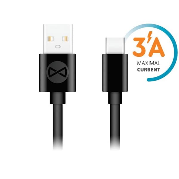 Forever-kabel USB - USB-C 1,0 m 3A, sort