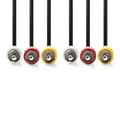 Miniatyrbild 3 av 4: Nedis Komposit videokabel | 3x RCA Hane | 3x RCA Hane | Nickelplaterad | 480p | 3.00 m | Rund | PVC | Svart | Kuvert