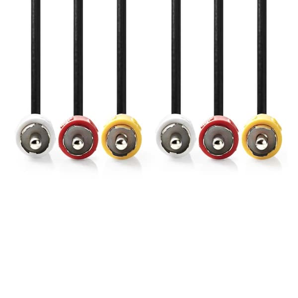 Nedis Komposit videokabel | 3x RCA Hane | 3x RCA Hane | Nickelplaterad | 480p | 3.00 m | Rund | PVC | Svart | Kuvert