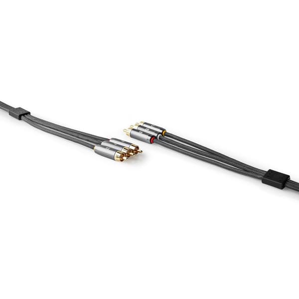 Nedis Composite Video kabel | 3x RCA Han | 3x RCA Han | Guldplateret | 480p | 2.00 m | Runde | Bomuld | Antracit / Gun Metal Grå | Cover Window Box