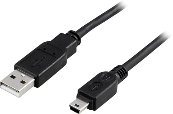 DELTACO USB 2.0 kabel Typ A Hane - Typ Mini B Hane 0,5m, svart (USB-23S)