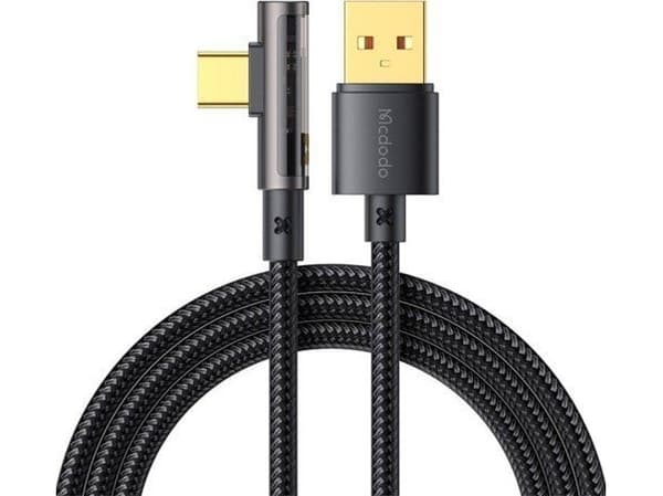 Prisma USB-USB-C kulmakaapeli Mcdodo CA-3380, 6A, 1.2m (musta)