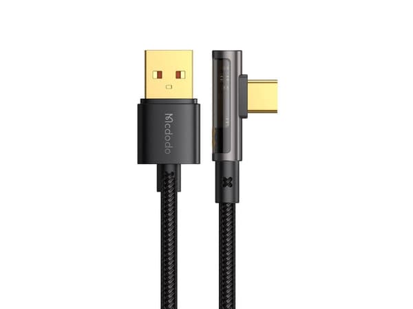 Prisma USB-USB-C kulmakaapeli Mcdodo CA-3380, 6A, 1.2m (musta)