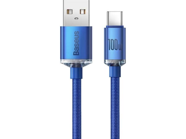 USB-A to USB-C Cable Baseus Crystal Shine Series, 100W, 5A, 2m, Blue CAJY000503