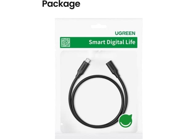 UGREEN USB-C 3.1 Gen2 -jatkojohto, 4K, 100W, 1m (musta)